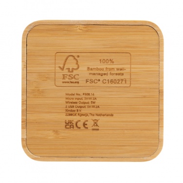 Logo trade promotional items picture of: Bamboo 5W wireless charger with USB