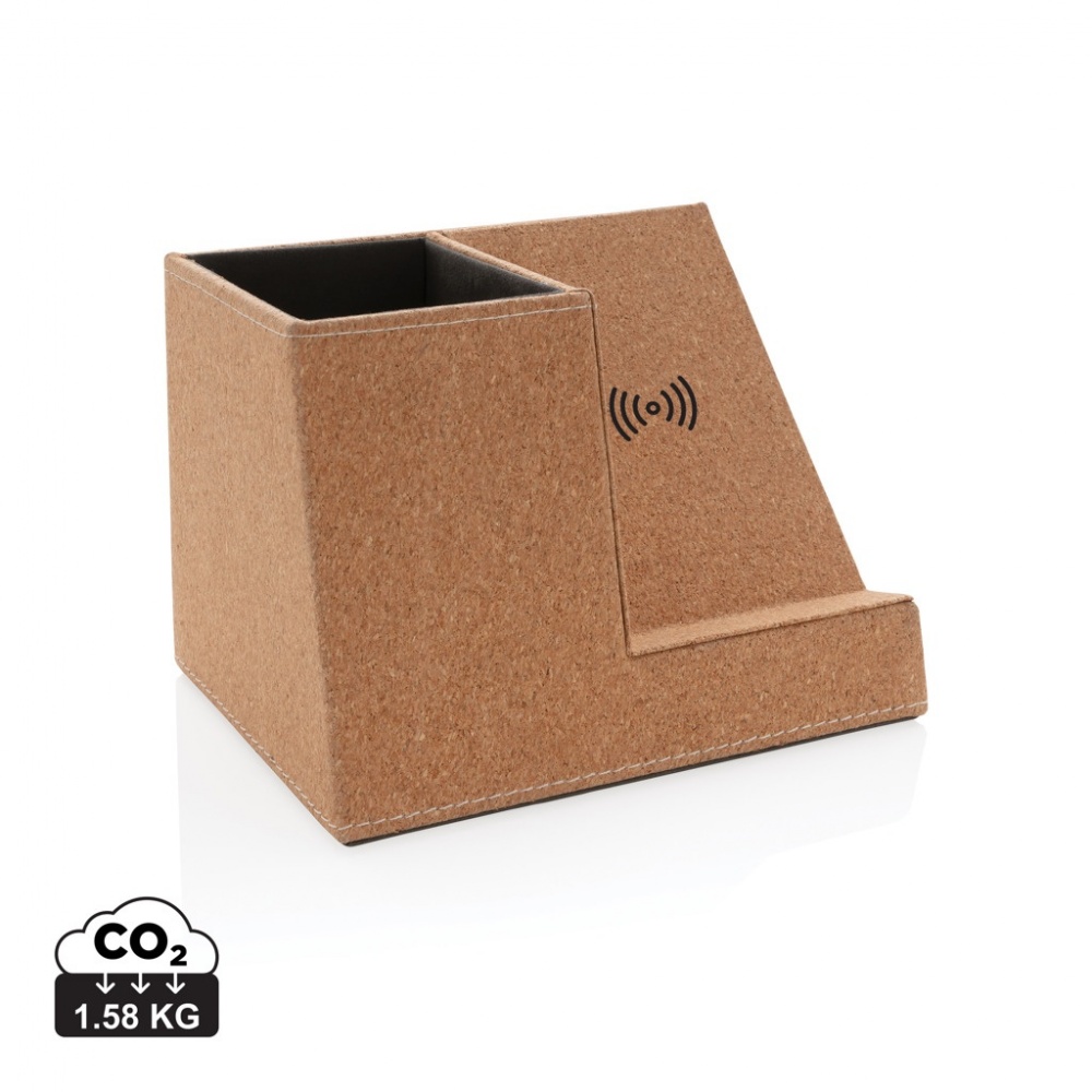 Logotrade promotional gift image of: Cork pen holder and 5W wireless charger
