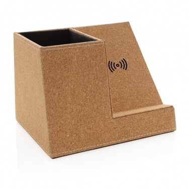 Logotrade promotional gift image of: Cork pen holder and 5W wireless charger