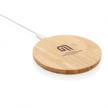 Logo trade promotional items picture of: Bamboo 5W round wireless charger