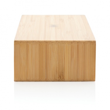 Logo trade corporate gift photo of: Bamboo alarm clock with 5W wireless charger