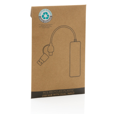 Logo trade promotional giveaways image of: RCS recycled plastic USB hub with dual input