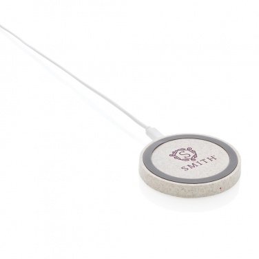 Logo trade promotional products image of: Wheat Straw 5W round wireless charging pad
