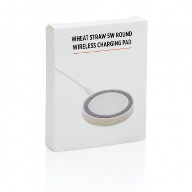 Logo trade promotional merchandise photo of: Wheat Straw 5W round wireless charging pad