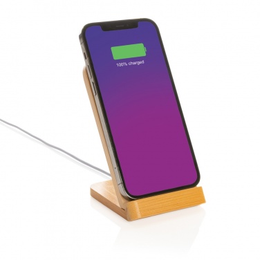 Logotrade promotional gift picture of: Bamboo 5W wireless charging stand