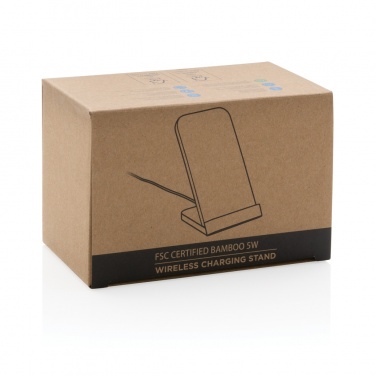 Logo trade corporate gifts image of: Bamboo 5W wireless charging stand
