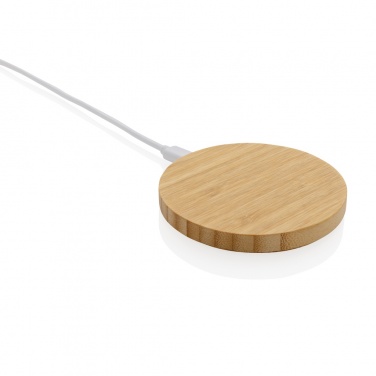 Logo trade promotional merchandise image of: Bamboo 15W wireless charger