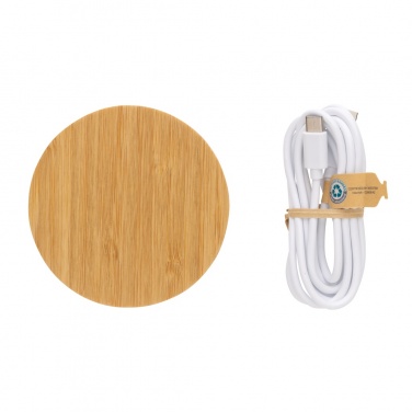 Logotrade promotional item image of: Bamboo 15W wireless charger