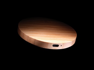 Logo trade corporate gifts picture of: Bamboo 15W wireless charger