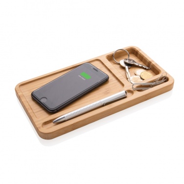 Logo trade promotional item photo of: Bamboo desk organiser 10W wireless charger