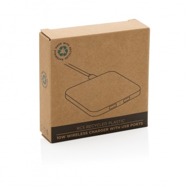 Logotrade promotional giveaway image of: RCS recycled plastic 10W Wireless charger with USB Ports