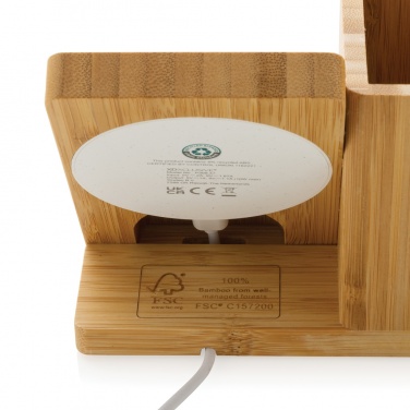 Logo trade promotional products image of: Calgary bamboo 10W wireless charger