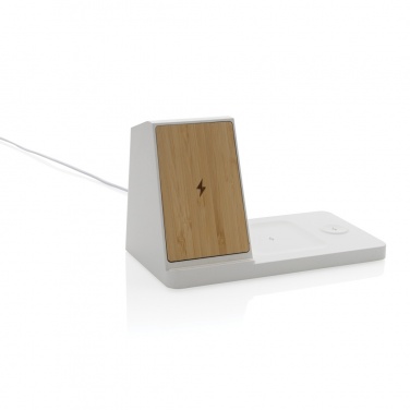 Logotrade promotional item picture of: Ontario recycled plastic & bamboo 3-in-1 wireless charger