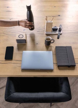 Logo trade promotional merchandise picture of: Ontario recycled plastic & bamboo 3-in-1 wireless charger