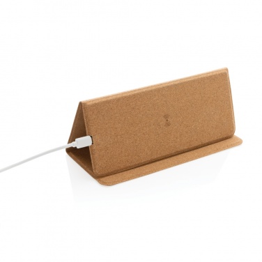 Logo trade corporate gifts image of: 10W wireless charging cork mousepad and stand