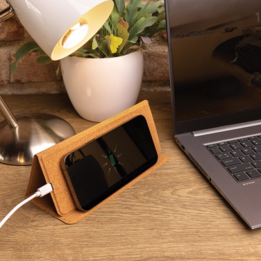 Logo trade promotional products image of: 10W wireless charging cork mousepad and stand