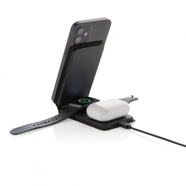 Logotrade promotional product image of: Swiss Peak RCS rPU 15W  3-in-1 magnetic wireless charger