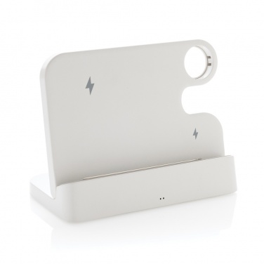 Logotrade promotional gift picture of: Joltz RCS recycled plastic dual 15W charger with iWatch slot
