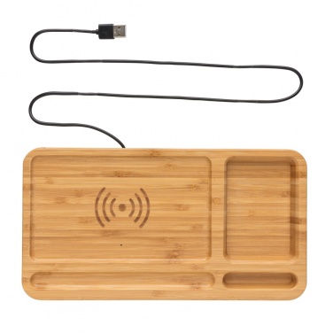 Logotrade promotional item picture of: Bamboo desk organiser 5W wireless charger