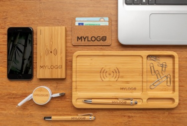 Logotrade corporate gift image of: Bamboo desk organiser 5W wireless charger