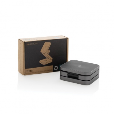 Logo trade business gift photo of: Terra RCS recycled aluminum foldable 3 in 1 15W charger
