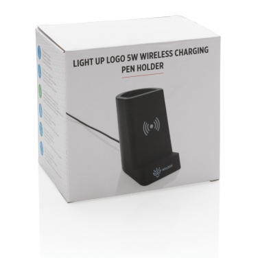 Logo trade promotional gifts picture of: Light up logo 5W wireless charging pen holder