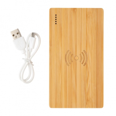 Logo trade promotional product photo of: Bamboo 4.000 mAh wireless 5W Powerbank