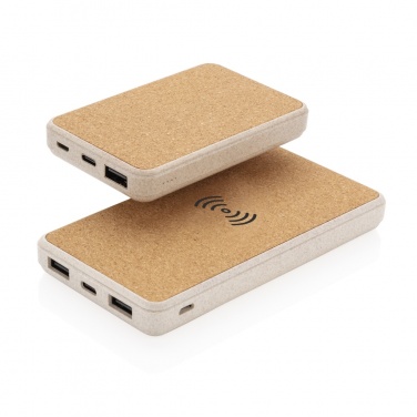 Logotrade promotional product image of: Cork and Wheat Straw 8.000 mAh 5W wireless powerbank