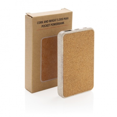 Logotrade advertising products photo of: Cork and Wheat 5.000 mAh pocket powerbank