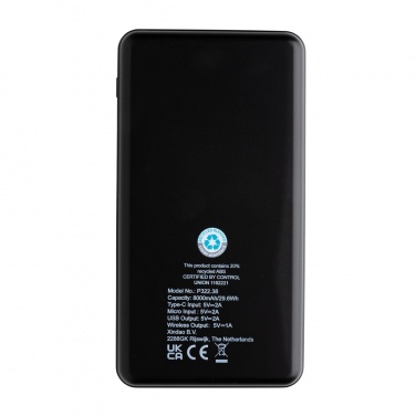 Logotrade corporate gift image of: RCS recycled plastic 8000 mAh Wireless Powerbank