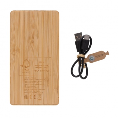 Logo trade promotional giveaway photo of: Sunwick 10.000 mAh Bamboo solar powerbank