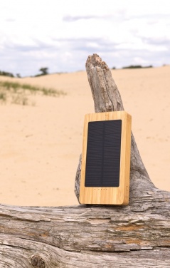 Logo trade promotional gifts picture of: Sunwick 10.000 mAh Bamboo solar powerbank