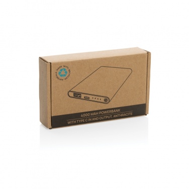 Logotrade promotional giveaway image of: RCS recycled plastic/aluminum 4000 mah powerbank with type C