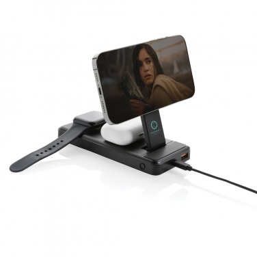 Logo trade promotional products image of: Fenwick RCS recycled plastic 10000mah  3 in 1 fast powerbank