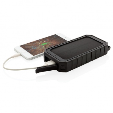 Logo trade promotional gifts image of: RCS recycled plastic Solar powerbank with 10W Wireless