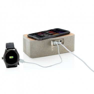 Logo trade promotional merchandise photo of: Wheatstraw wireless charging speaker