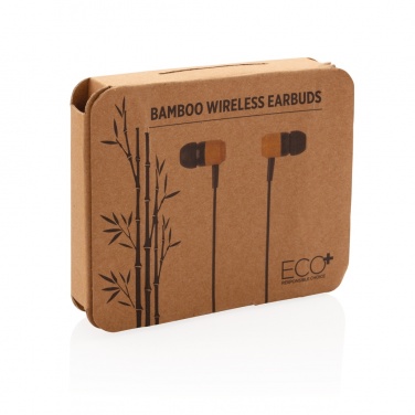 Logo trade promotional gifts picture of: Bamboo wireless earbuds