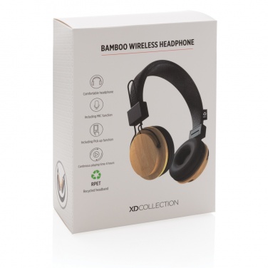 Logo trade promotional giveaway photo of: Bamboo wireless headphone