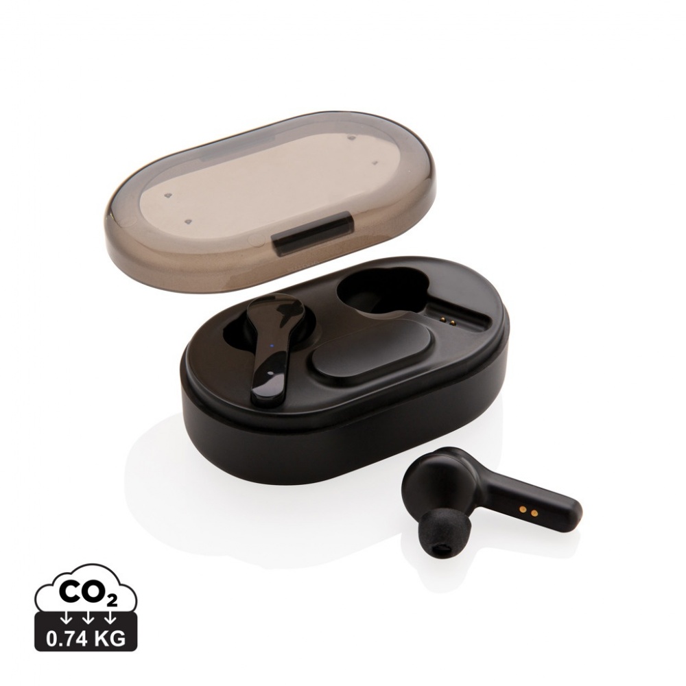 Logo trade business gift photo of: Light up logo TWS earbuds in charging case
