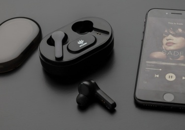 Logo trade corporate gift photo of: Light up logo TWS earbuds in charging case