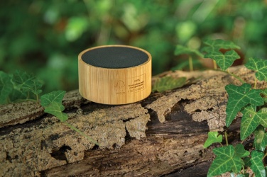 Logo trade promotional products image of: RCS recycled plastic and bamboo 3W wireless speaker