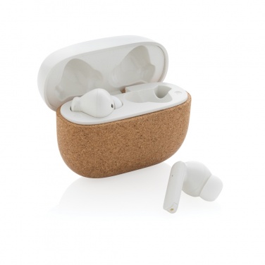 Logo trade promotional merchandise image of: Oregon RCS recycled plastic and cork TWS earbuds