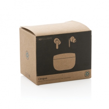 Logotrade promotional product picture of: Oregon RCS recycled plastic and cork TWS earbuds