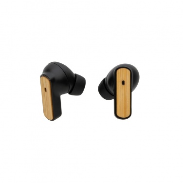 Logotrade promotional product picture of: RCS recycled plastic & bamboo TWS earbuds