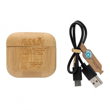 Logotrade business gift image of: Bamboo TWS earbuds with RCS recycled plastic