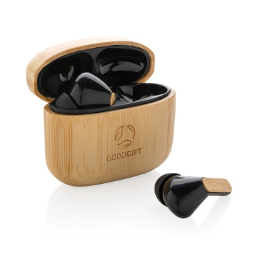 Logo trade business gift photo of: Bamboo TWS earbuds with RCS recycled plastic