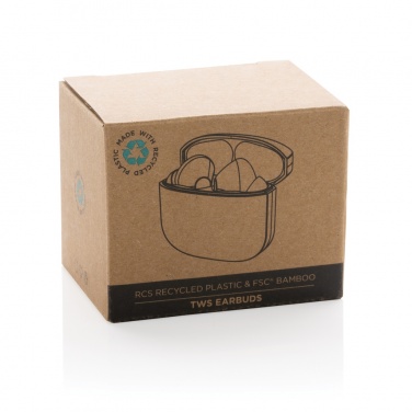 Logotrade advertising products photo of: Bamboo TWS earbuds with RCS recycled plastic