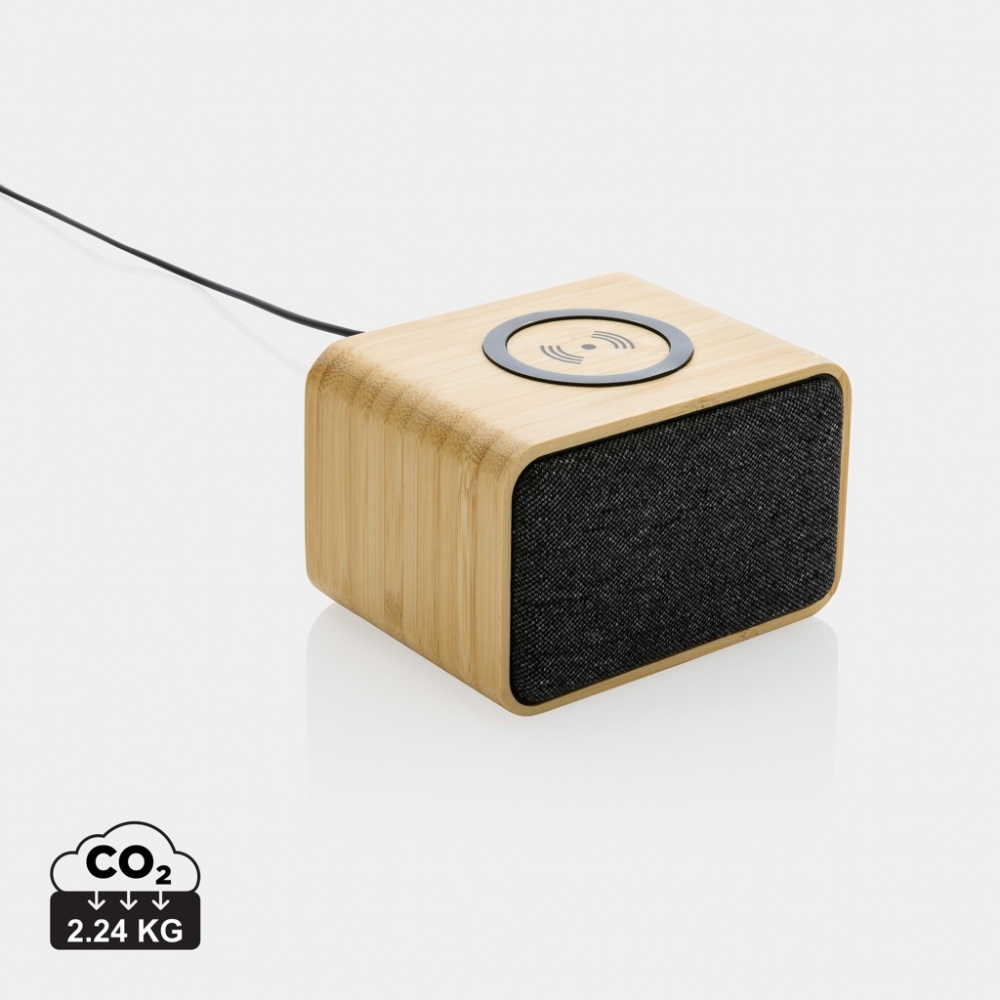 Logo trade promotional product photo of: RCS Rplastic 3W speaker with bamboo 5W wireless