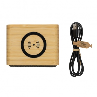 Logo trade promotional products picture of: RCS Rplastic 3W speaker with bamboo 5W wireless