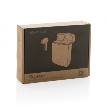 Logo trade business gift photo of: Skywave RCS recycled plastic solar earbuds